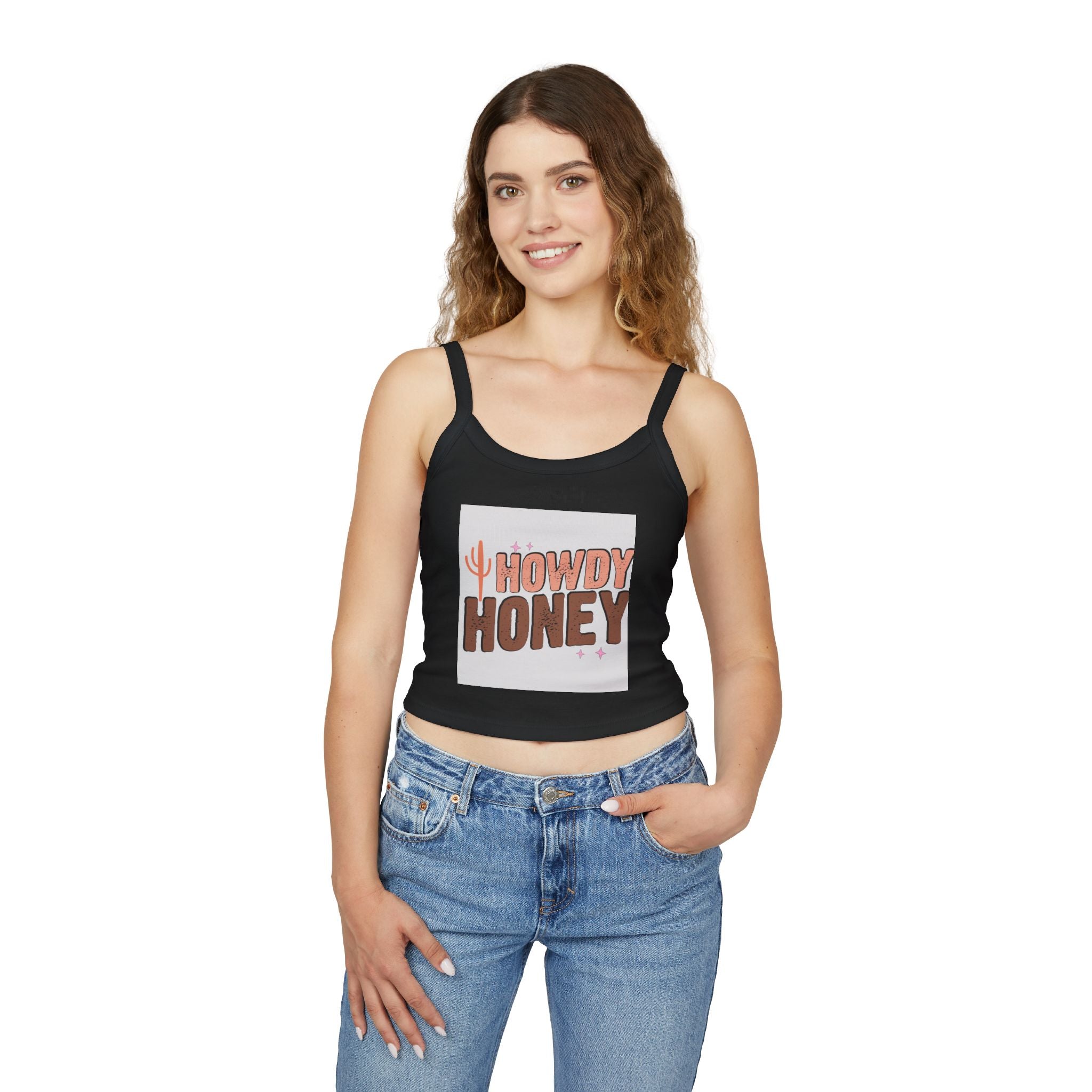 Howdy Honey Spaghetti Strap Tank Top | Summer Style, Casual Wear, Gift for Her, Fun Graphic Top, Cute Outfit