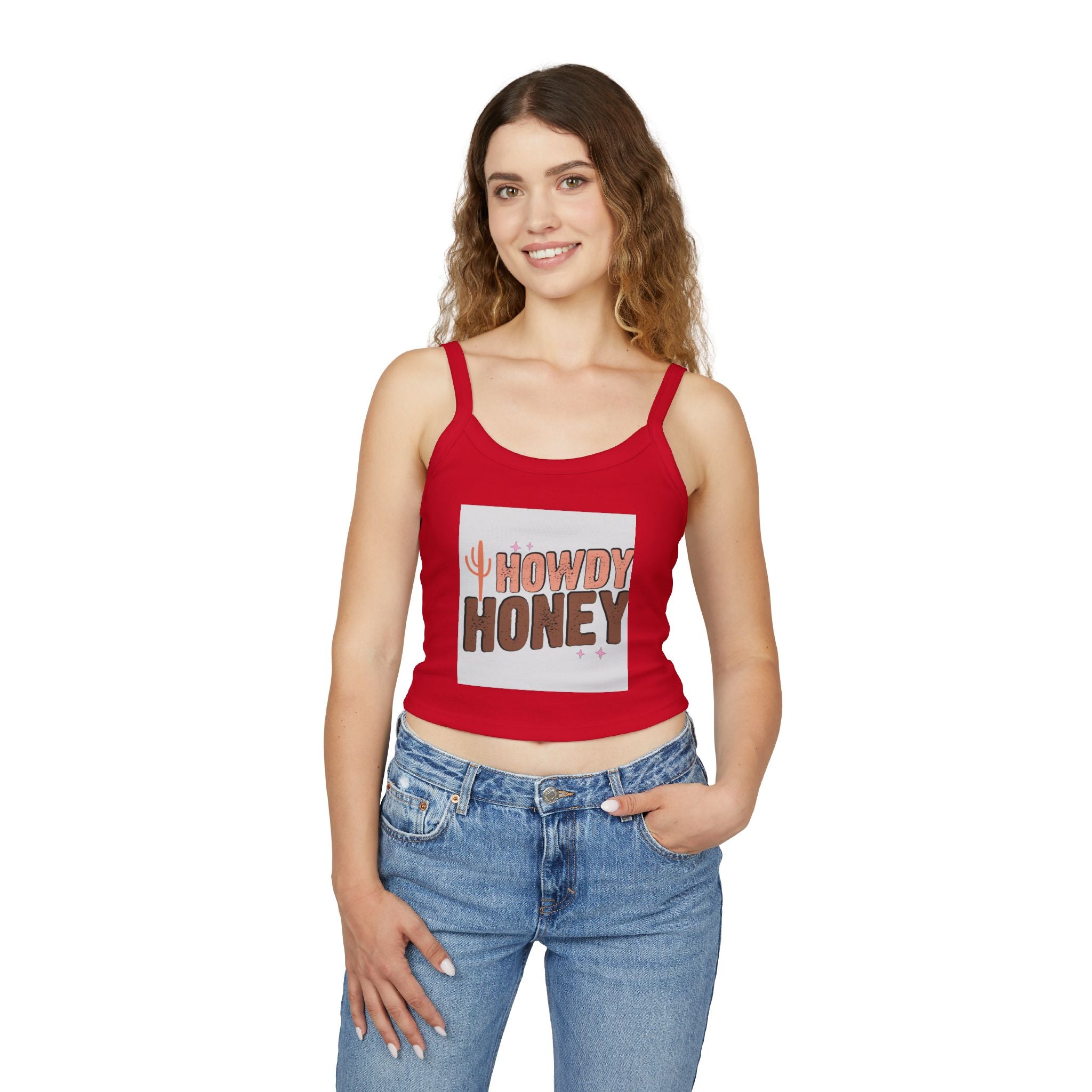 Howdy Honey Spaghetti Strap Tank Top | Summer Style, Casual Wear, Gift for Her, Fun Graphic Top, Cute Outfit